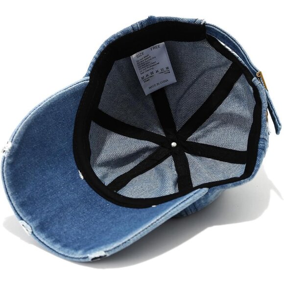 Women's Denim Blue Fashion Baseball Cap Adjustable Strap Back Visor Sports Hat - Picture 5 of 7